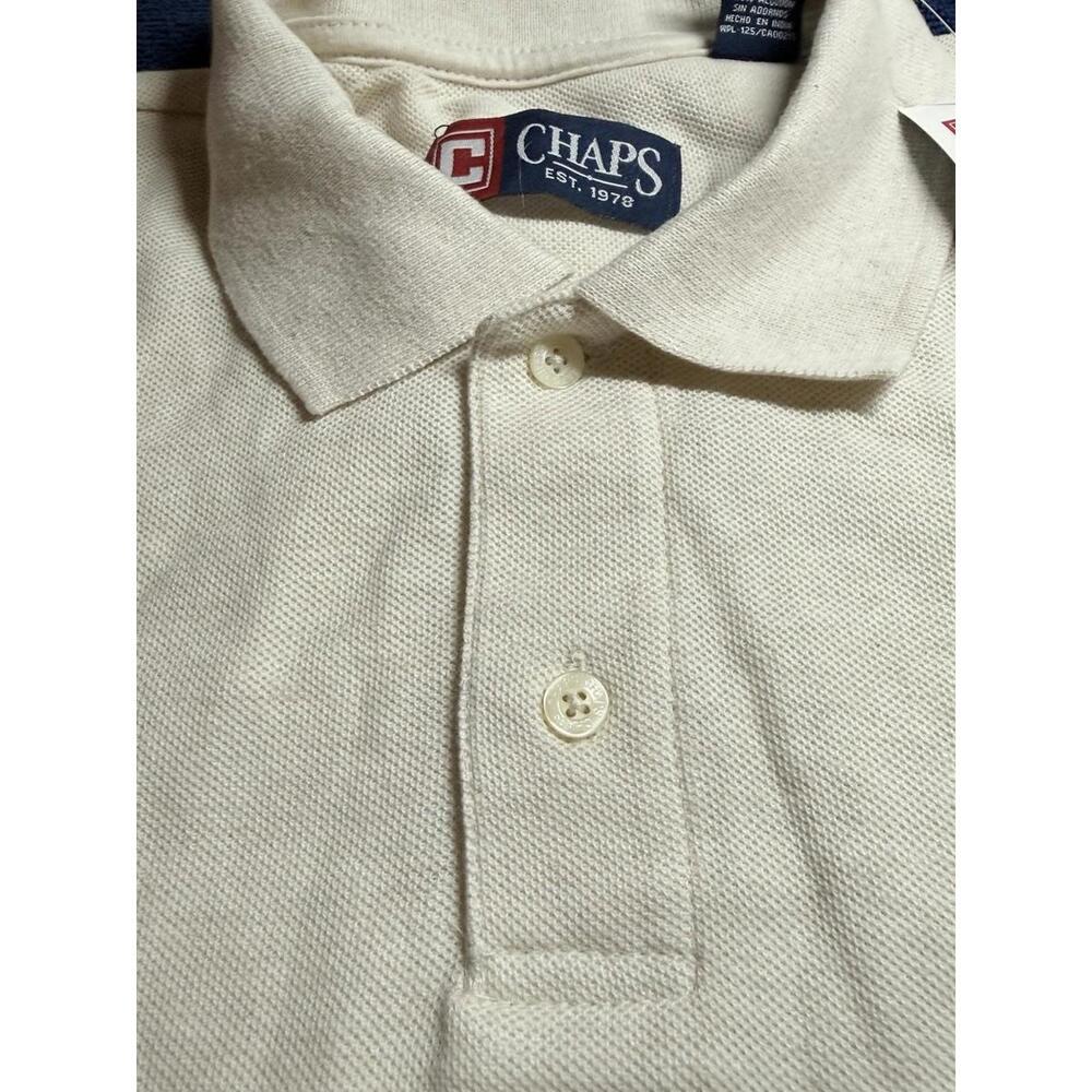 Chaps Polo Mens Size M Beige Shirt Short Sleeve Pullover 100% Cotton Logo NWT